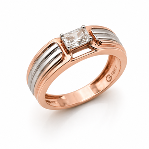 Mens 18KT Rose Gold Rectangular Micro Pave Cubic Zirconia Signet <b>Ring</b> Openwork Side Design Polished <b>Statement</b> Wedding Party - Product Image 2