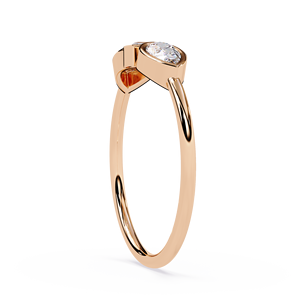 Anillo minimalista de oro amarillo macizo de 14k con diamantes cultivados en laboratorio de corte baguette y redondo, anillo de boda clásico, regalo para ella. - Product Image 5