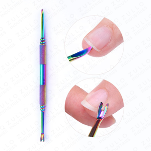 เครื่องมือทำความสะอาดเล็บแบบสองด้านเคลือบไทเทเนียมสีรุ้ง ทำจากสแตนเลสสตีล สำหรับดูแลเล็บมือและเล็บเท้าอย่างมืออาชีพ - Product Image 5