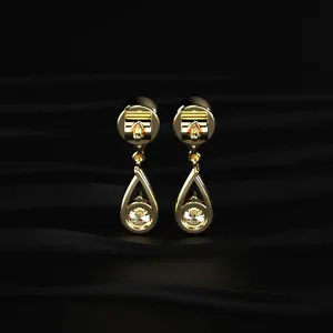 Pendientes de Diamantes Cultivados en Laboratorio, Corte Redondo, Dos Niveles, Estilo Lágrima, Pendientes de Diamantes Preciosos, Estilo Celebridad, Pendientes Colgantes, Más Vendidos - Product Image 3
