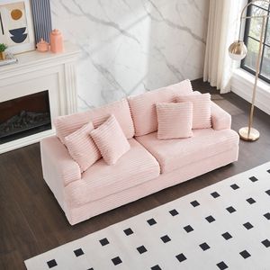 Divano da soggiorno a 3 posti in velluto a coste da 88,58 pollici, spazioso e confortevole, con 4 eleganti cuscini coordinati nei colori - Product Image 3