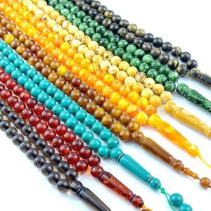 Tasbih de prière musulman en résine véritable peinte sur mesure de haute qualité, 33 perles, format de poche, portable - Product Image 3