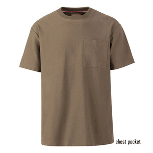 New Arrival Custom Logo Front 100% Cotton Knitted Silk Screen Printed Breathable <b>Pocket</b> T-<b>Shirt</b> - Product Image 5