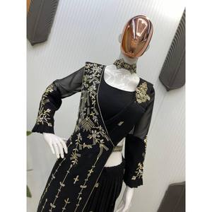 Magnifique sari brodé pour les fêtes, les robes de bal - Product Image 1
