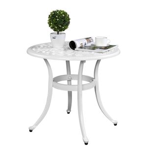 Tavolino da Esterno Phoenix in Alluminio Pressofuso Bianco, Tavolo da Bar Rotondo, Tavolino da Cocktail, Tavolino Laterale - Product Image 3
