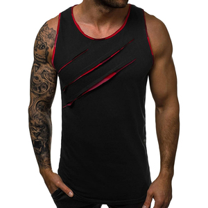 Custom Men's Workout Tank Top Slashed Chest Detail Sleeveless <b>Athletic</b> Shirt Red Underlay Sportswear Wholesale Muscle Tank Tops - Product Image 5