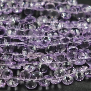 Ametista natural de Brasil facetada en forma de corazón de 7-8 mm, hebras de cuentas de 8 pulgadas para la fabricación de joyería. - Product Image 1
