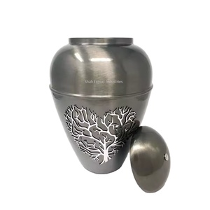 Urne funéraire décorative pour la maison en aluminium gris de qualité supérieure avec vase à cendres funéraire - Product Image 1