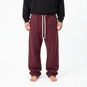 Stacked Men's Oversized Cotton Jogger Pants Heavyweight Wide Leg Baggy <b>Drawstring</b> Casual Fashion <b>Trousers</b> - Product Image 1