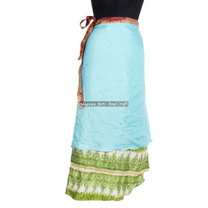 Double Layer Beachwear Long Silk <b>Wrap</b> <b>Skirt</b> <b>Skirts</b> Indian Silk Sari Recycled Magic <b>Wrap</b> <b>Around</b> <b>Skirts</b> Reversible Cover up Wear - Product Image 5