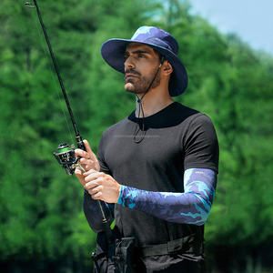 Manchons de bras pour hommes à imprimé numérique, protection UV, rafraîchissants, pour cyclisme et sports de plein air, motif bleu, en Spandex et Polyester - Product Image 2
