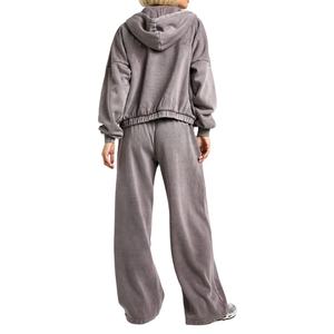 High Waist <b>Joggers</b> Zipper <b>Oversized</b> Acid Wash Tracksuit For Women New Style Set Women Urban Acid Wash Tracksuit 2026 - Product Image 6