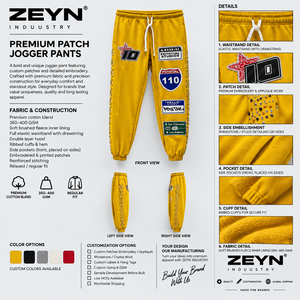 Custom Premium <b>Patch</b> Jogger <b>Trouser</b> Men Yellow Worsted Windproof Sweatpants Rhinestone embroidery joggers - Product Image 2