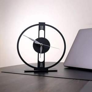 Black Metal Desk <b>Clock</b> For Modern Interior Decoration With Sleek Tabletop Design And Functional Time Display - Product Image 4