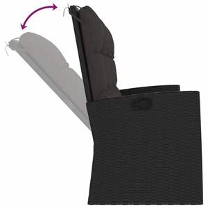 Banc de jardin 3 places avec accoudoirs réglables en polyrotin noir, design élégant - Product Image 6