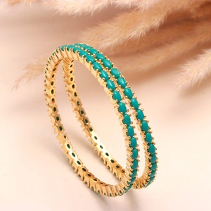 Turquoise Coral Pearl Brass <b>Kada</b> Bangle 22K Gold Plated Traditional Bridal Jewelry for Women Bridal Jewellery - Product Image 3