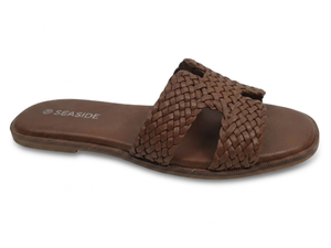 Sandalias Planas Dlords Margot de Cuero Genuino Color Chocolate Marrón, Ligeras, con Amortiguación de Aire, Punta Abierta, Estilo Slip-On, Transpirables para Verano - Product Image 1