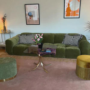 พรมขนสัตว์ทอมือลายเรขาคณิตสีชมพูโรส ดีไซน์ทันสมัย สำหรับห้องนั่งเล่นและห้องนอน - Product Image 1