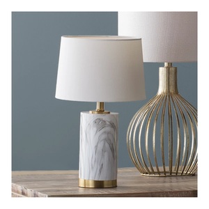 Minimalist Marble Console <b>Lamp</b> With Smooth Cylindrical <b>Base</b> Soft Warm Illumination And Designer Inspired Appeal - Product Image 3