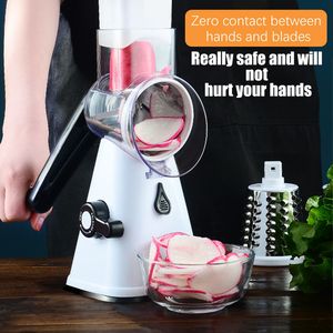 Grattugia Rotante Manuale per Formaggio con 3 Lame Intercambiabili in Acciaio Inox, Manico per Grattugiare Frutta e Verdura - Product Image 3