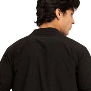<b>Men's</b> Black Bomber <b>Jacket</b> Casual <b>Lightweight</b> Zip Up Stand Collar <b>Jacket</b> Ribbed Hem Custom Wholesale - Product Image 5