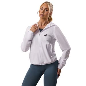 <b>White</b> Windbreaker <b>Jacket</b> <b>Women</b> Lightweight Full Zip Hooded Outerwear Breathable Running Training Coat Casual Activewear - Product Image 1