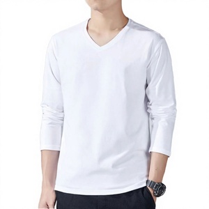 Camiseta de Manga Larga para Hombre, 100% Algodón Tejido, Cuello Redondo, Formal, Transpirable, Unisex, con Logotipo OEM Personalizado, 200 Gramos - Product Image 1