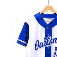Jersey Baseball Pria Kancing Depan Warna Putih Biru Bahan Polyester Bernapas Ukuran Dewasa Seragam Tim Pakaian Olahraga Atletik Custom