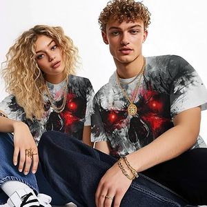 Men's <b>Gothic</b> Skull Pattern Short Sleeve O-Neck T-<b>Shirt</b> Oversized Fit Breathable 100% Cotton Woven Printed Design Eco-Friendly - Product Image 6