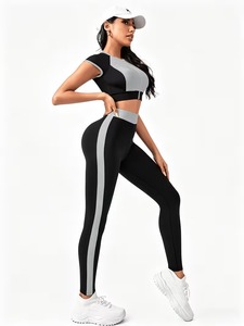 Sportswear Coordinates for Women | Fitted Athletic Jogging Crop Top & Tummy Control Running Tights Set | Four Way Stretch Co Ord - Product Image 5