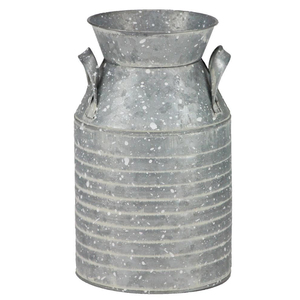 Vases à fleurs en métal galvanisé finition blanche, faits à la main, en forme de bidon à lait avec poignée latérale, pour la décoration intérieure, extérieure et de jardin, porte-fleurs - Product Image 3