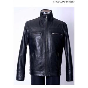 เสื้อแจ็คเก็ตหนังแท้สีดำสำหรับผู้ชาย คอตั้ง ซิปปิด กันน้ำ ใส่ได้สองด้าน ทรงเข้ารูป สไตล์นักขี่มอเตอร์ไซค์ สำหรับฤดูหนาว - Product Image 3