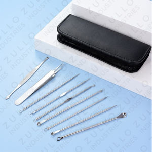 Kit de 9 Piezas de Extractores de Puntos Negros y Acné de Acero Inoxidable Profesional, Herramientas de Limpieza Facial Profunda con Logotipo Personalizado - Product Image 4