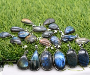 Colliers pendentifs ovales en labradorite Prem Bhaya, plaqués argent 925, pierres précieuses naturelles, sertissage clos, unisexe, à porter au quotidien, cadeau - Product Image 2