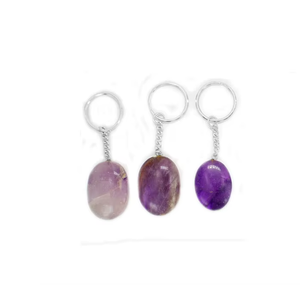 Porte-clés en cristal de haute qualité, améthyste ovale, pierre naturelle, cadeau pour femmes, grossiste en porte-clés - Product Image 5