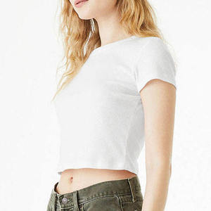 Camiseta Corta Blanca Lisa Personalizada para Mujer, Manga Larga, Corte Regular, Estilo Casual Urbano, 100% Algodón Felpa, Ecológica, Marca Privada - Product Image 5