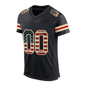 Maillot d'entraînement de football américain noir 100 % polyester, manches courtes, antibactérien, personnalisable avec nom et logo d'équipe – Vente en gros - Product Image 3