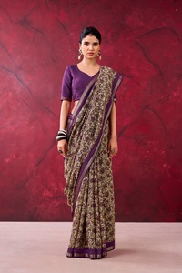 Latest Women Casual and Festival Wear Polyester <b>Viscose</b> Chanderi Cotton Saree with Printed With Zari Weaving Work for Women - Product Image 3