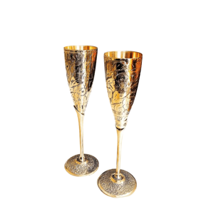 Flûte à champagne en laiton faite à la main, à long pied, élégante, en métal, pour les occasions de fête et de mariage, verre à vin - Product Image 4