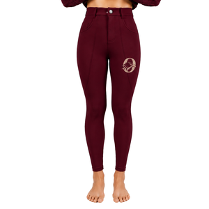 Burgundy <b>Women's</b> Equestrian Riding Breeches High Waist <b>Stretch</b> Horse Riding Pants Full Seat Grip Training Competition <b>Trousers</b> - Product Image 1