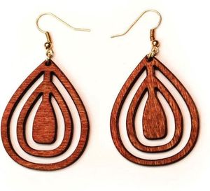 Pendientes de madera de acacia africana huecos estilo 2026, joyería de calidad, el mejor aspecto, pendientes geométricos de pájaro, pendientes occidentales - Product Image 6