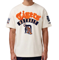 Kaos Pria Lengan Pendek Detroit Pro Warna Polos dengan Logo Cetak di Depan, Regular Fit, Gaya Kasual, 100% Katun Organik, Bernapas