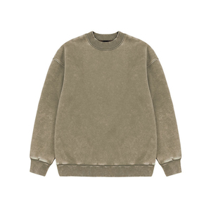 Acid Wash Vintage Oversized Heavy <b>Weight</b> 400 GSM OEM/ODM Service French Terry 100% Cotton <b>Blank</b> Men Crewneck Sweatshirt - Product Image 4