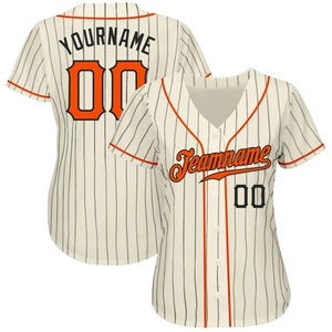 Anti-Bacterial Top Quality OMMiZ men Custom Black Pinstripe Orange-Black Authentic <b>Baseball</b> Jersey - Product Image 6