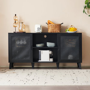 Buffet d'armoire d'appoint en rotin à 2 portes de 31.5 \ "de haut - Product Image 5