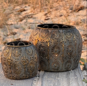 Ensemble de bougeoirs vintage en métal bronze, style marocain, avec découpe, pour bougies chauffe-plat, bol décoratif pour centre de table et décoration intérieure - Product Image 3