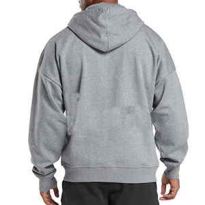 Sweat-shirts à capuche zippés 100 % coton personnalisés à épaules tombantes pour hommes, en molleton épais, style streetwear, vente en gros - Product Image 3