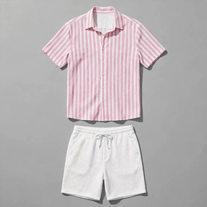 2026 Wholesale Summer Men's Casual Shorts <b>Set</b> Plain Color Solid 100% Cotton Jersey Quick Dry Knitted Customized Logo <b>Twin</b> <b>Set</b> - Product Image 3
