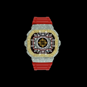 Diamond Iced-out Luxury G-Sh0ck Watch <b>Red</b> Band With Premium Two Tone Finish Water Resistant Wedding Engagement Gift Unisex - Product Image 1