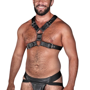 Arnés de cuero para hombre con soporte para muslo, ajustable, de cuero premium, accesorio para discoteca - Product Image 1